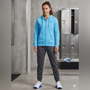 SIZE XL Under Armour® Women's Rival Fleece Full Zip Hoodie Aqua Blue